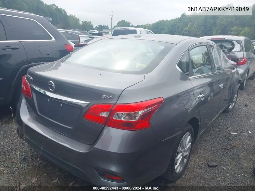 2019 Nissan Sentra Sv VIN: 3N1AB7APXKY419049 Lot: 40292443