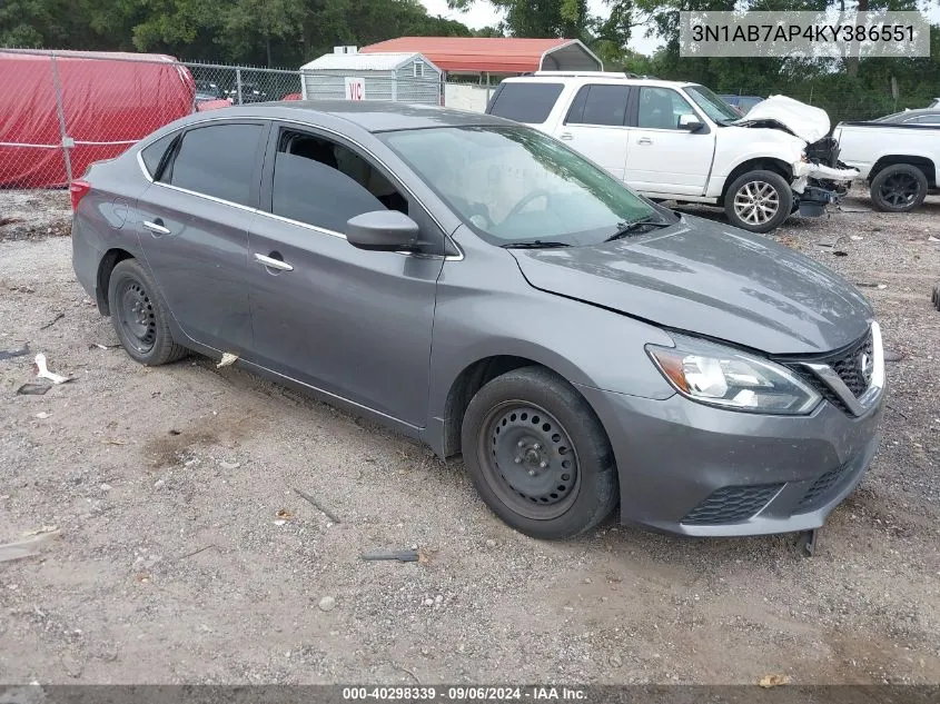 2019 Nissan Sentra S VIN: 3N1AB7AP4KY386551 Lot: 40298339