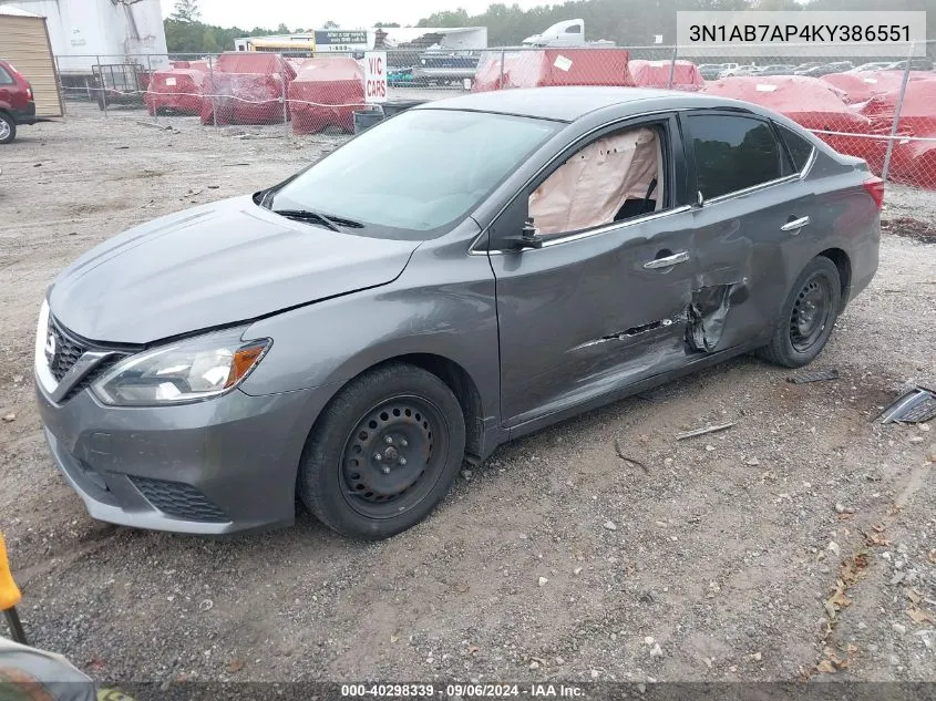 2019 Nissan Sentra S VIN: 3N1AB7AP4KY386551 Lot: 40298339