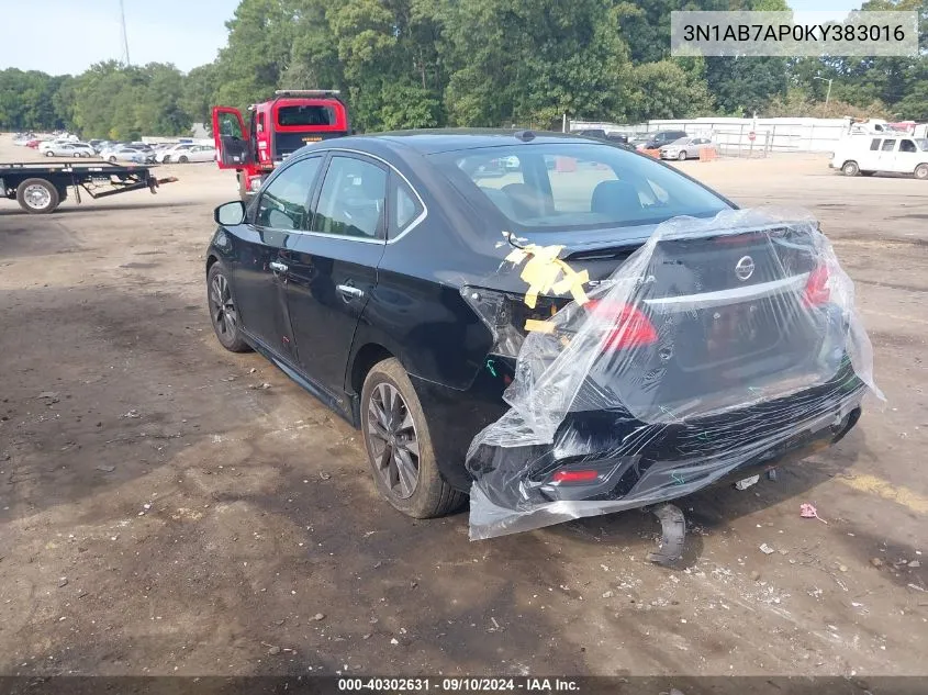 2019 Nissan Sentra Sr VIN: 3N1AB7AP0KY383016 Lot: 40302631