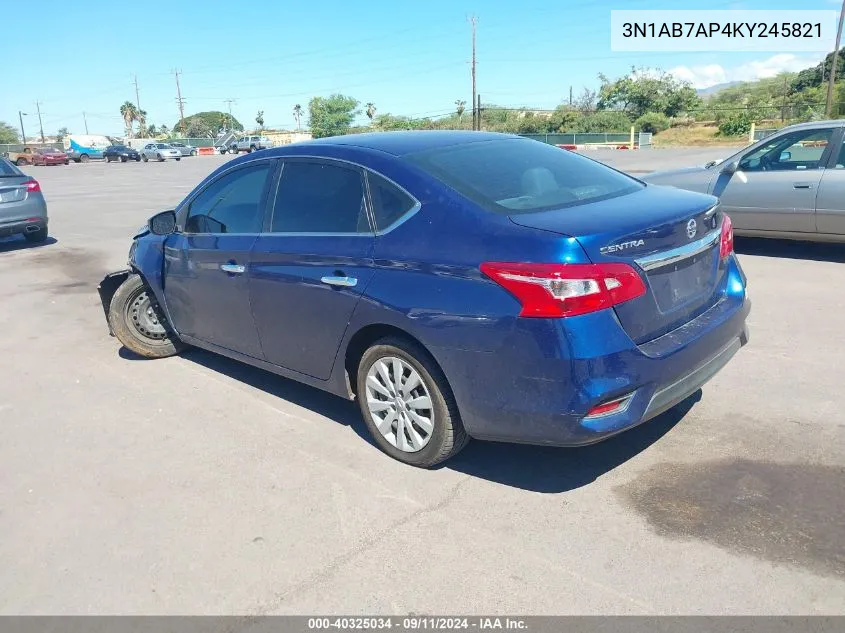 3N1AB7AP4KY245821 2019 Nissan Sentra S/Sl/Sr/Sv