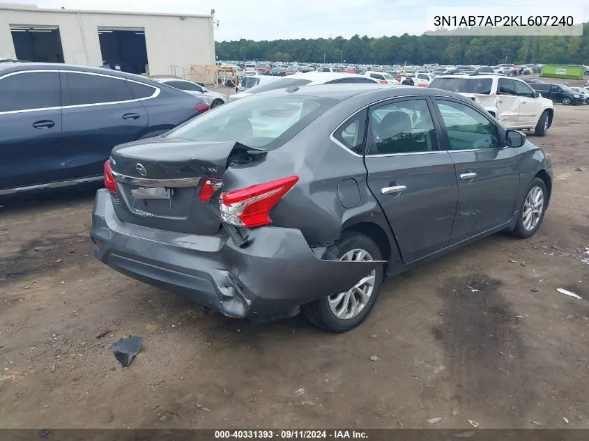 3N1AB7AP2KL607240 2019 Nissan Sentra Sv