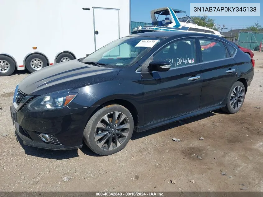 2019 Nissan Sentra Sr VIN: 3N1AB7AP0KY345138 Lot: 40342840