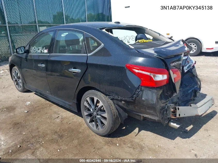 3N1AB7AP0KY345138 2019 Nissan Sentra Sr