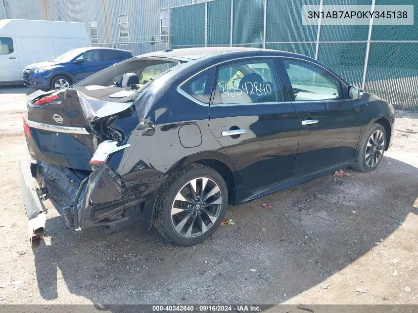 2019 Nissan Sentra Sr VIN: 3N1AB7AP0KY345138 Lot: 40342840