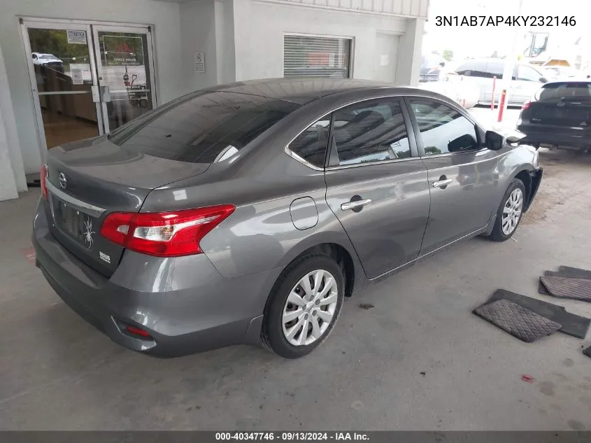 2019 Nissan Sentra S VIN: 3N1AB7AP4KY232146 Lot: 40347746