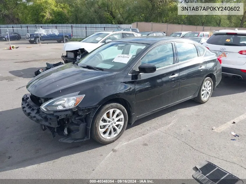 2019 Nissan Sentra S/Sv/Sr/Sl VIN: 3N1AB7AP0KY240602 Lot: 40348354