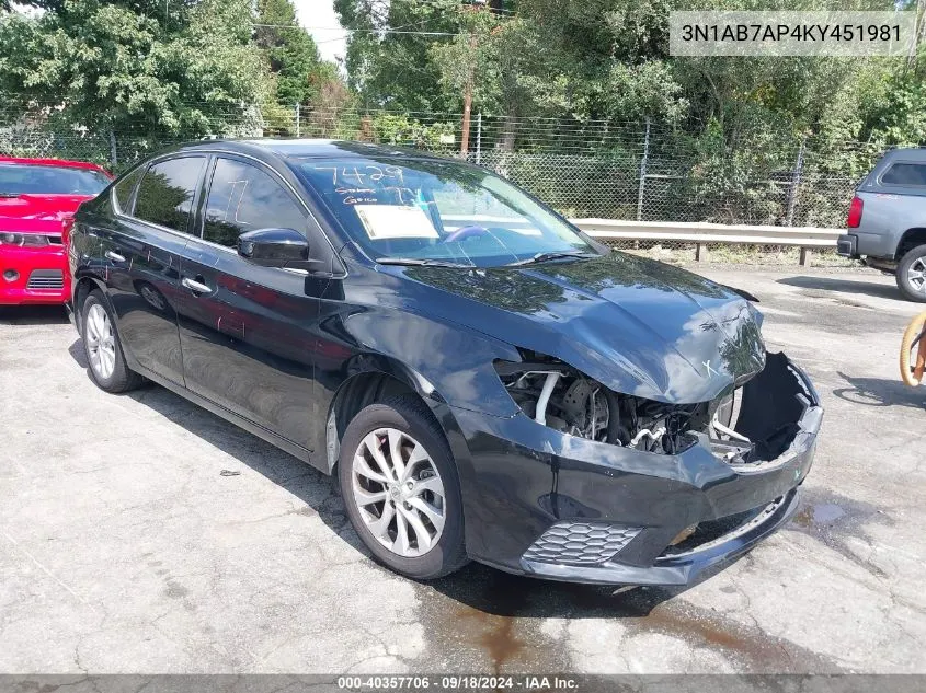 3N1AB7AP4KY451981 2019 Nissan Sentra Sv