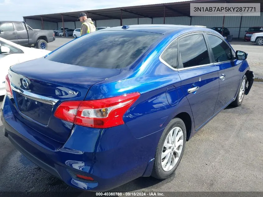 2019 Nissan Sentra Sv VIN: 3N1AB7AP5KY287771 Lot: 40360788