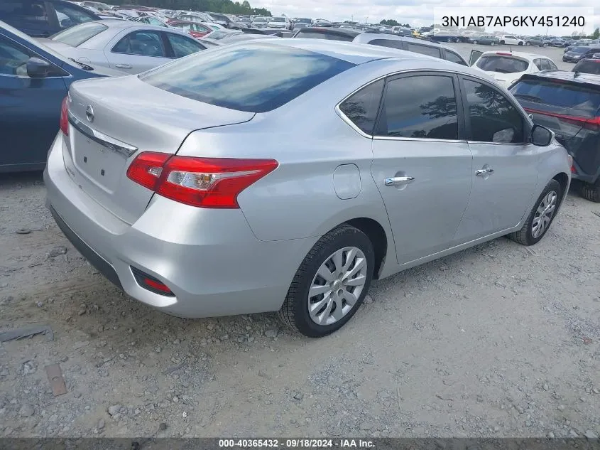 3N1AB7AP6KY451240 2019 Nissan Sentra S