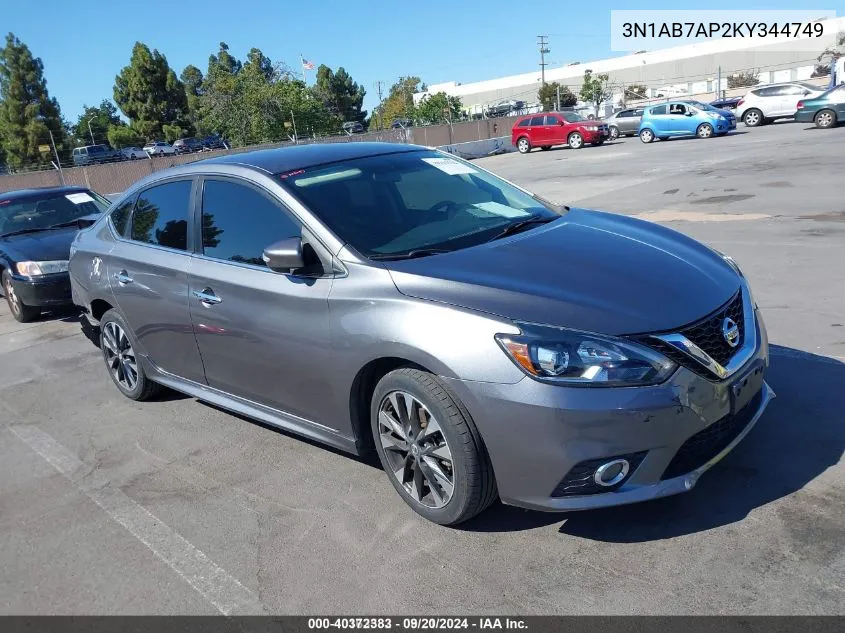 2019 Nissan Sentra Sr VIN: 3N1AB7AP2KY344749 Lot: 40372383