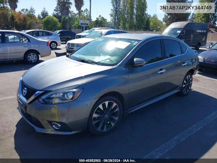 2019 Nissan Sentra Sr VIN: 3N1AB7AP2KY344749 Lot: 40372383