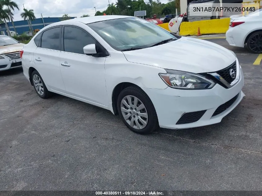 3N1AB7AP7KY260443 2019 Nissan Sentra S