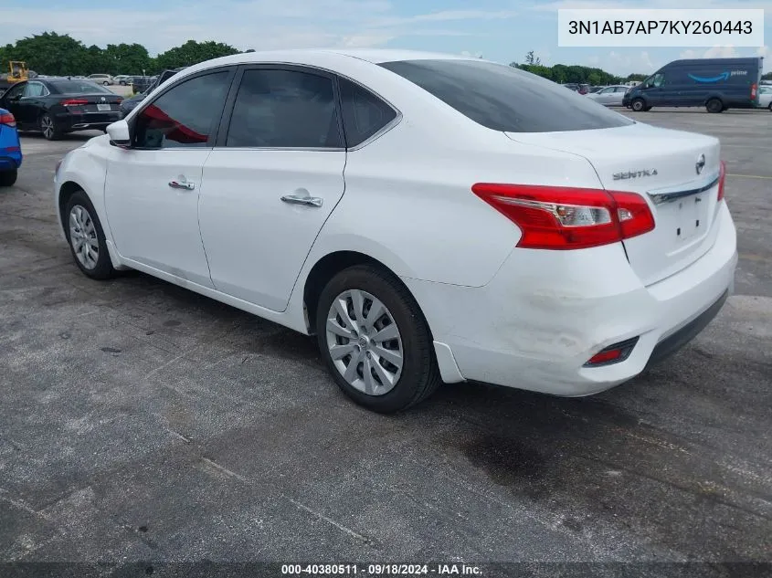 3N1AB7AP7KY260443 2019 Nissan Sentra S