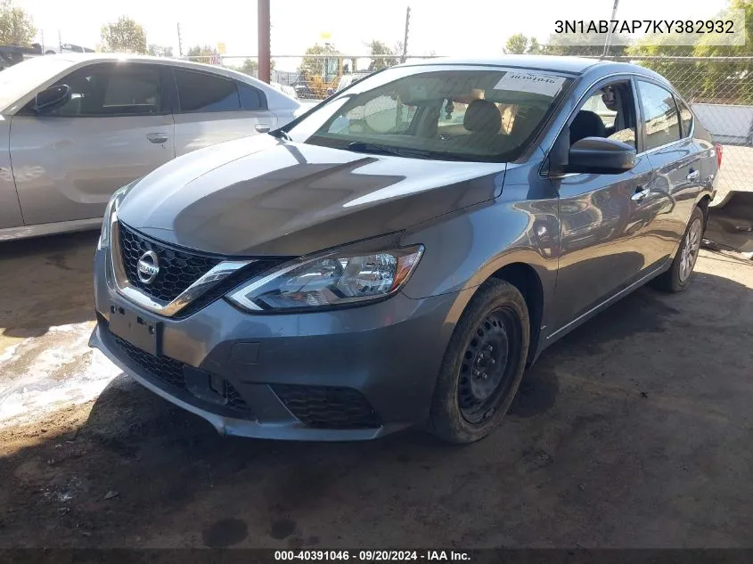 2019 Nissan Sentra S VIN: 3N1AB7AP7KY382932 Lot: 40391046