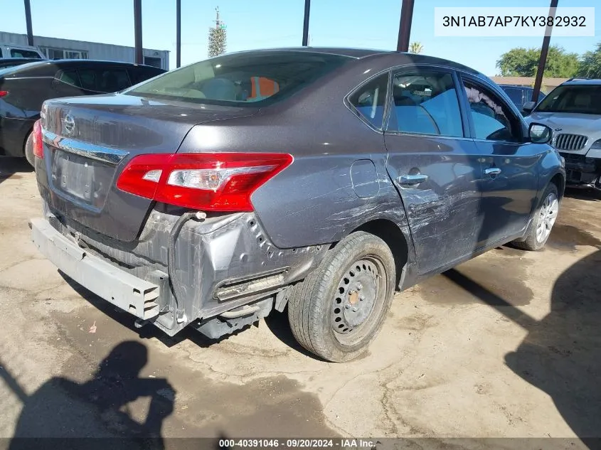 2019 Nissan Sentra S VIN: 3N1AB7AP7KY382932 Lot: 40391046