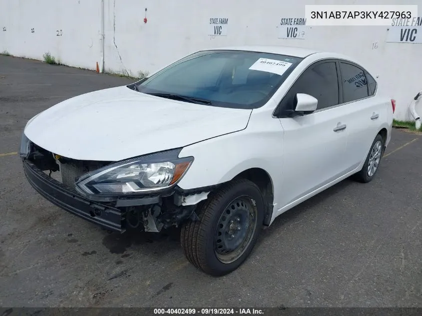 2019 Nissan Sentra S VIN: 3N1AB7AP3KY427963 Lot: 40402499