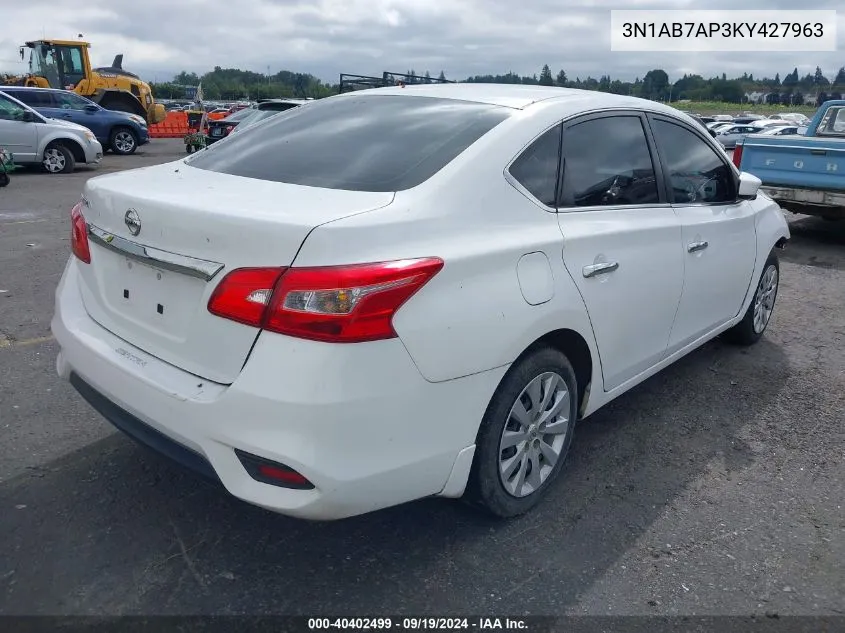 2019 Nissan Sentra S VIN: 3N1AB7AP3KY427963 Lot: 40402499