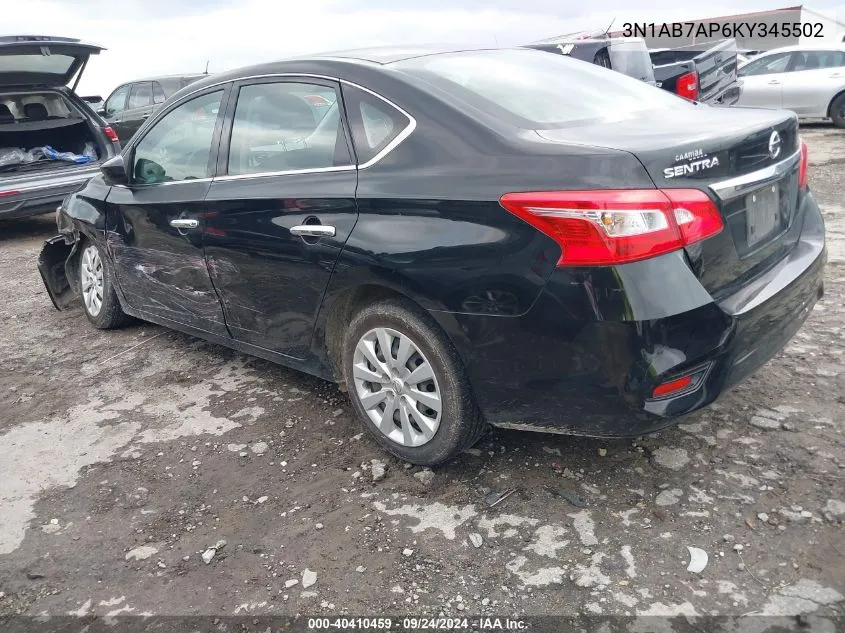 3N1AB7AP6KY345502 2019 Nissan Sentra S