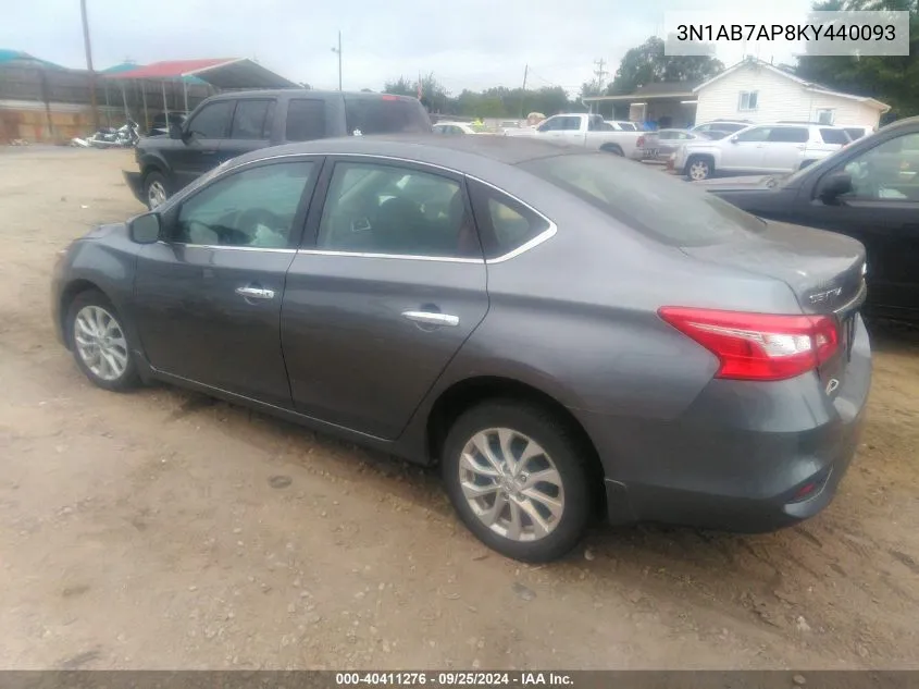 2019 Nissan Sentra Sv VIN: 3N1AB7AP8KY440093 Lot: 40411276