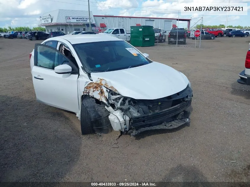 2019 Nissan Sentra S VIN: 3N1AB7AP3KY237421 Lot: 40433933