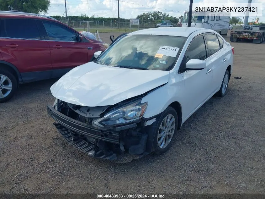 2019 Nissan Sentra S VIN: 3N1AB7AP3KY237421 Lot: 40433933