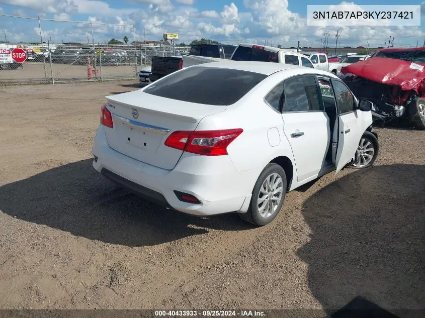 2019 Nissan Sentra S VIN: 3N1AB7AP3KY237421 Lot: 40433933