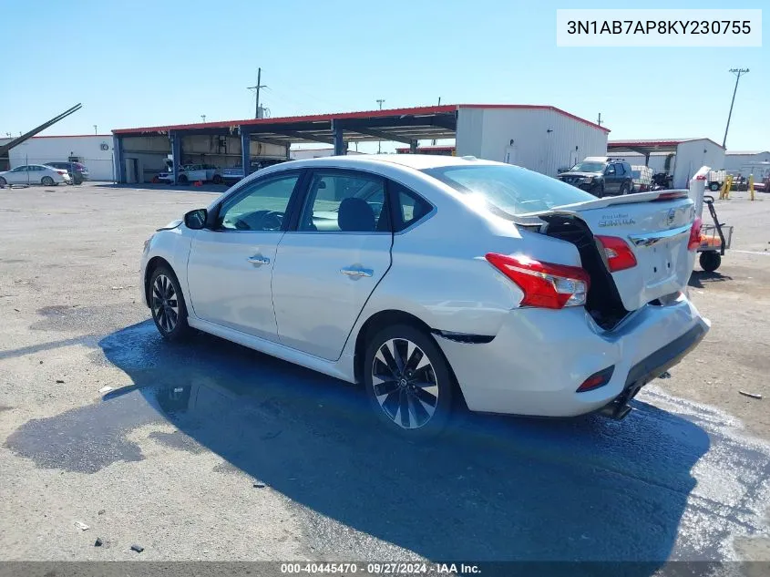 2019 Nissan Sentra Sr VIN: 3N1AB7AP8KY230755 Lot: 40445470