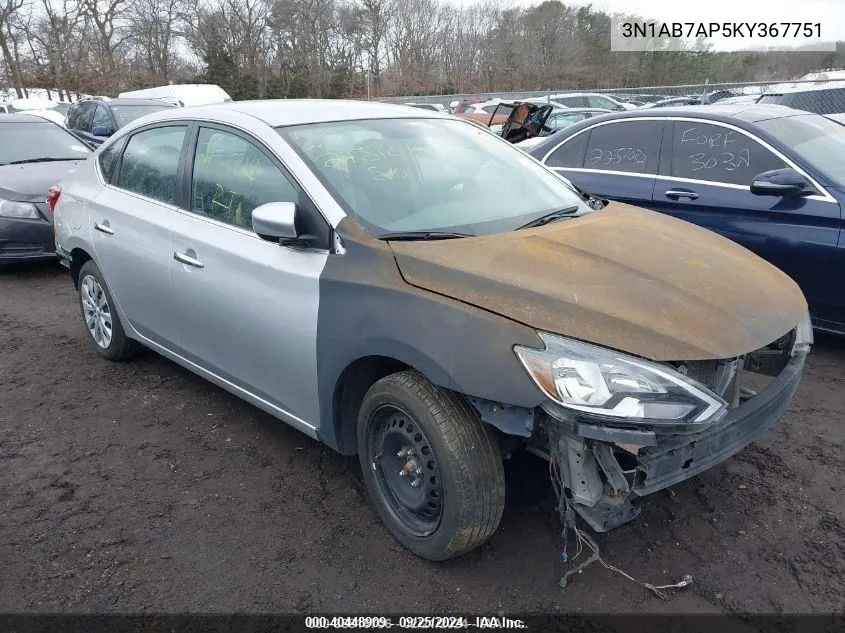 3N1AB7AP5KY367751 2019 Nissan Sentra S