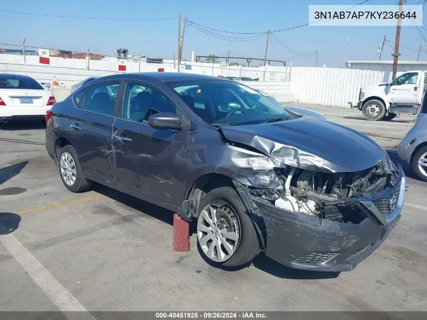 2019 Nissan Sentra S VIN: 3N1AB7AP7KY236644 Lot: 40451925