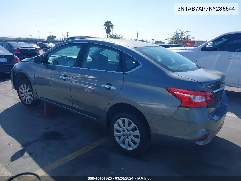 3N1AB7AP7KY236644 2019 Nissan Sentra S