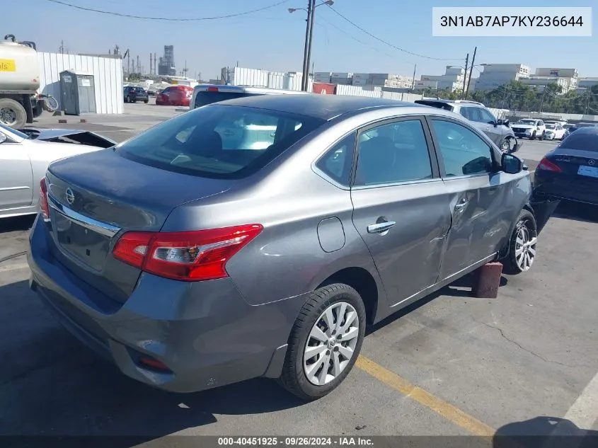 2019 Nissan Sentra S VIN: 3N1AB7AP7KY236644 Lot: 40451925