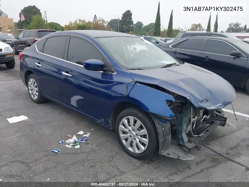 3N1AB7AP1KY302475 2019 Nissan Sentra S