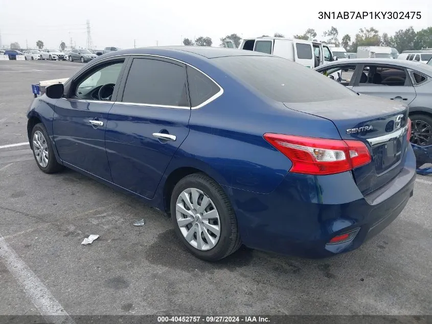 3N1AB7AP1KY302475 2019 Nissan Sentra S