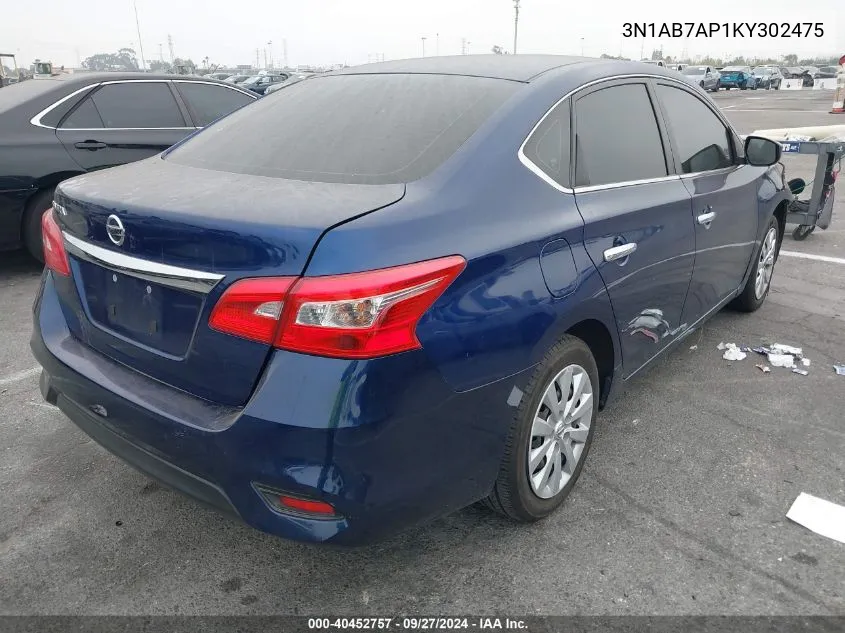 3N1AB7AP1KY302475 2019 Nissan Sentra S