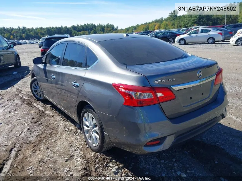 2019 Nissan Sentra Sv VIN: 3N1AB7AP7KY248602 Lot: 40461461