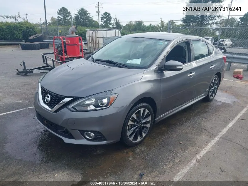 3N1AB7AP2KY316241 2019 Nissan Sentra Sr