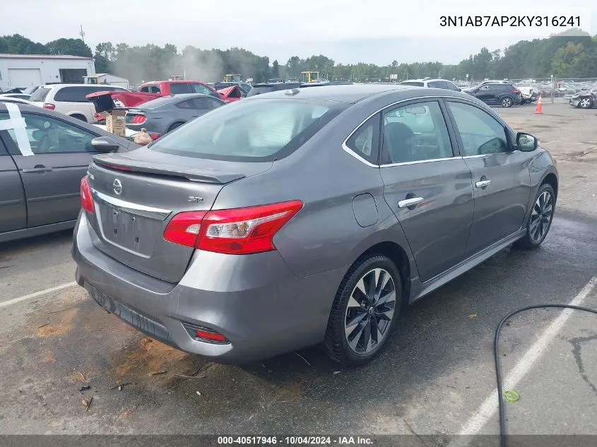 3N1AB7AP2KY316241 2019 Nissan Sentra Sr