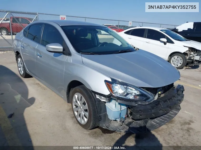 2019 Nissan Sentra S/Sv/Sr/Sl VIN: 3N1AB7AP4KY352755 Lot: 40608977