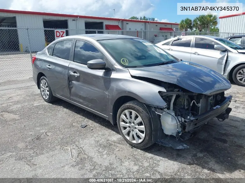 2019 Nissan Sentra S/Sv/Sr/Sl VIN: 3N1AB7AP4KY345370 Lot: 40631087