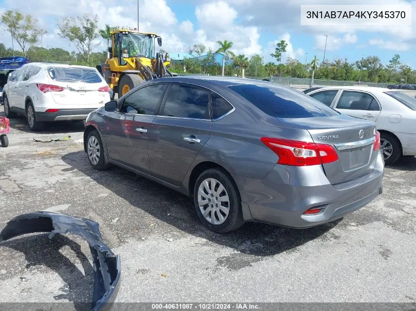 2019 Nissan Sentra S/Sv/Sr/Sl VIN: 3N1AB7AP4KY345370 Lot: 40631087