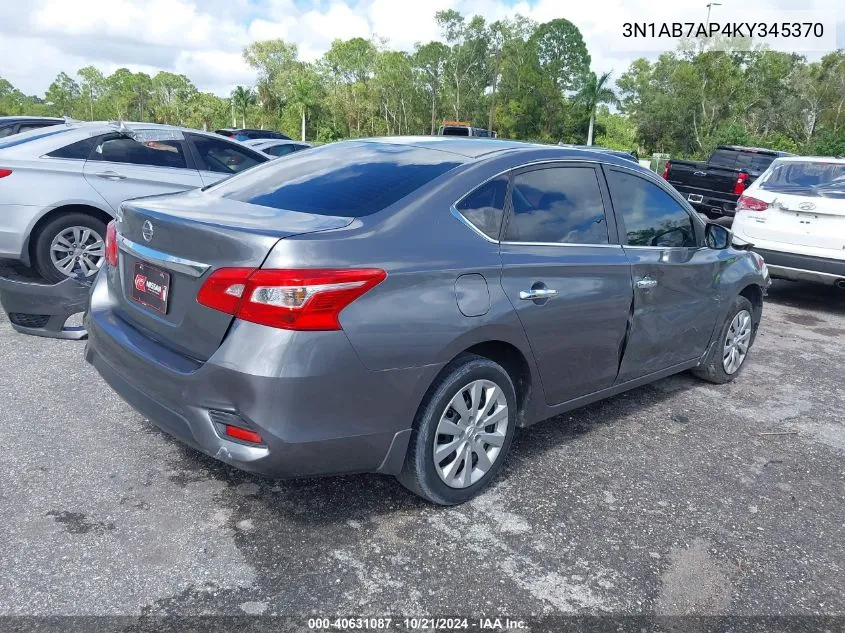 2019 Nissan Sentra S/Sv/Sr/Sl VIN: 3N1AB7AP4KY345370 Lot: 40631087