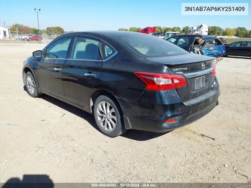 2019 Nissan Sentra S VIN: 3N1AB7AP6KY251409 Lot: 40636682