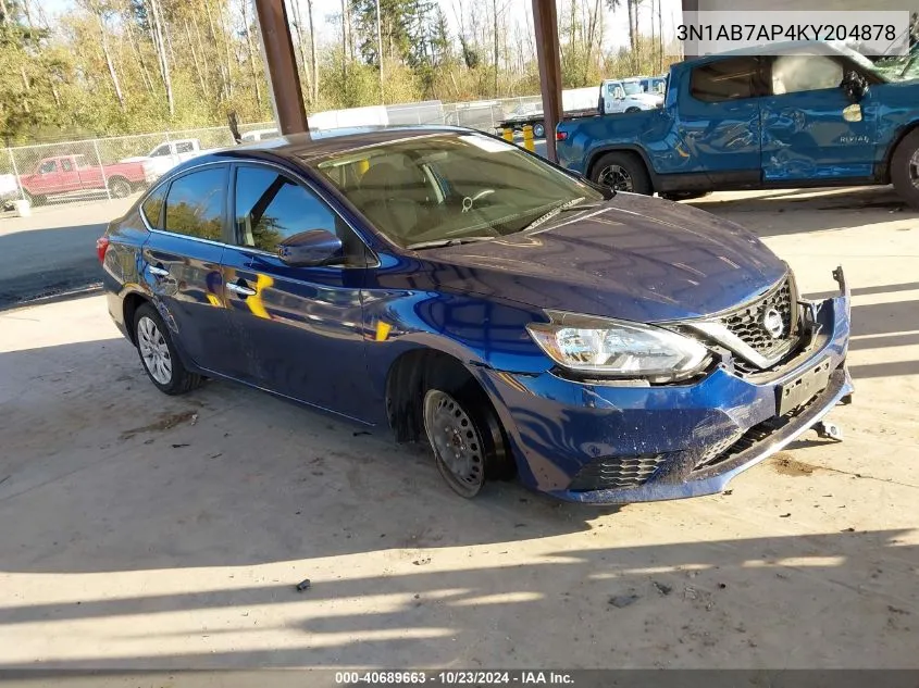 2019 Nissan Sentra S VIN: 3N1AB7AP4KY204878 Lot: 40689663