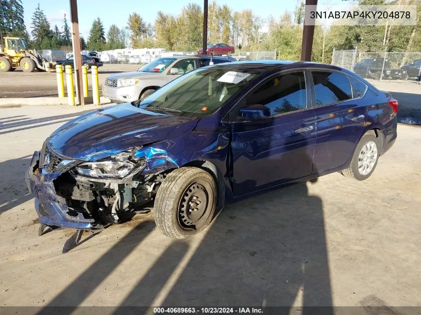 2019 Nissan Sentra S VIN: 3N1AB7AP4KY204878 Lot: 40689663