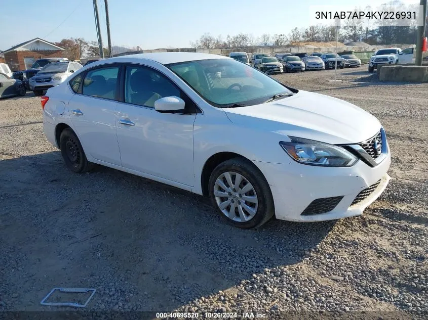 3N1AB7AP4KY226931 2019 Nissan Sentra S