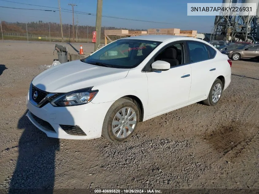 2019 Nissan Sentra S VIN: 3N1AB7AP4KY226931 Lot: 40695520