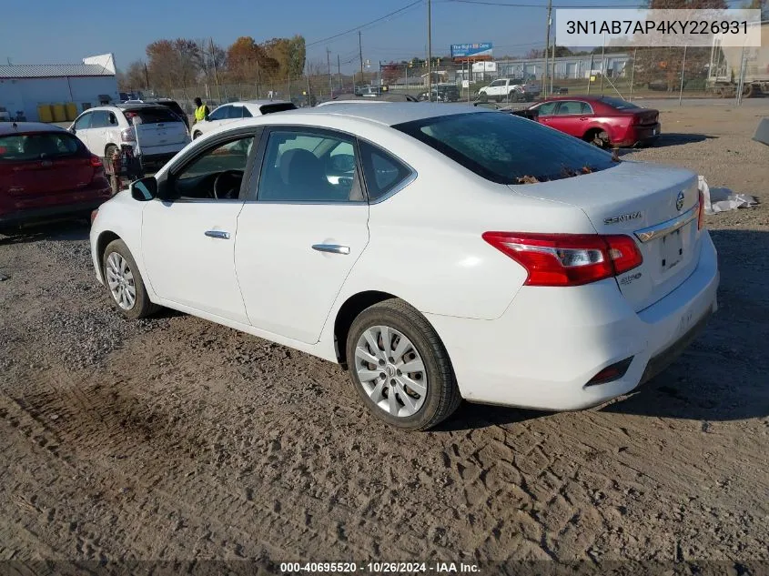 3N1AB7AP4KY226931 2019 Nissan Sentra S