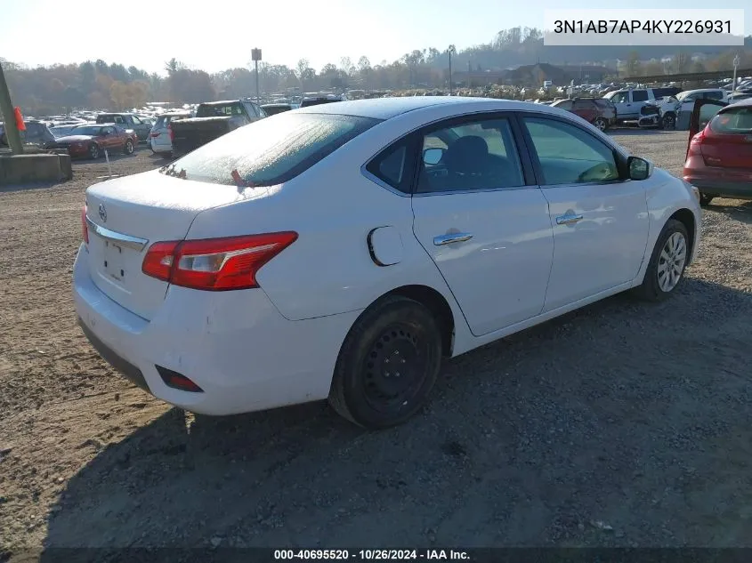 3N1AB7AP4KY226931 2019 Nissan Sentra S