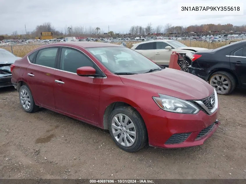 2019 Nissan Sentra S/Sl/Sr/Sv VIN: 3N1AB7AP9KY355618 Lot: 40697696